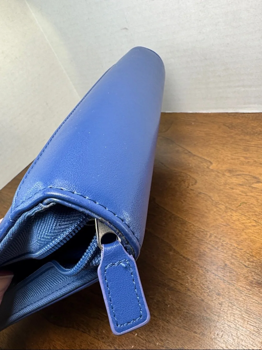 Franklin Covey Blue Faux Leather Zip Classic Planner Binder Case w/ 1.75